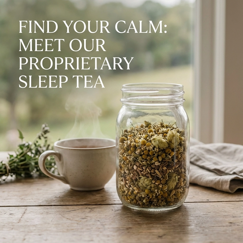 Find Your Calm: Meet Our Proprietary Sleep Tea (Chamomile, Valerian Root, Hops)