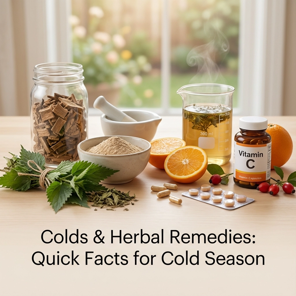 Herbal remedies and supplements for cold season relief.