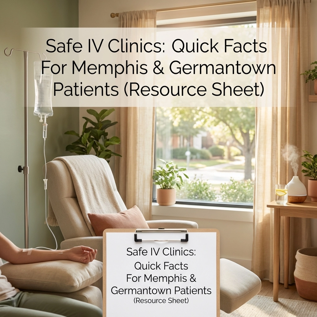 Cozy living room with a laptop displaying info on safe IV clinics for Memphis and Germantown patients.