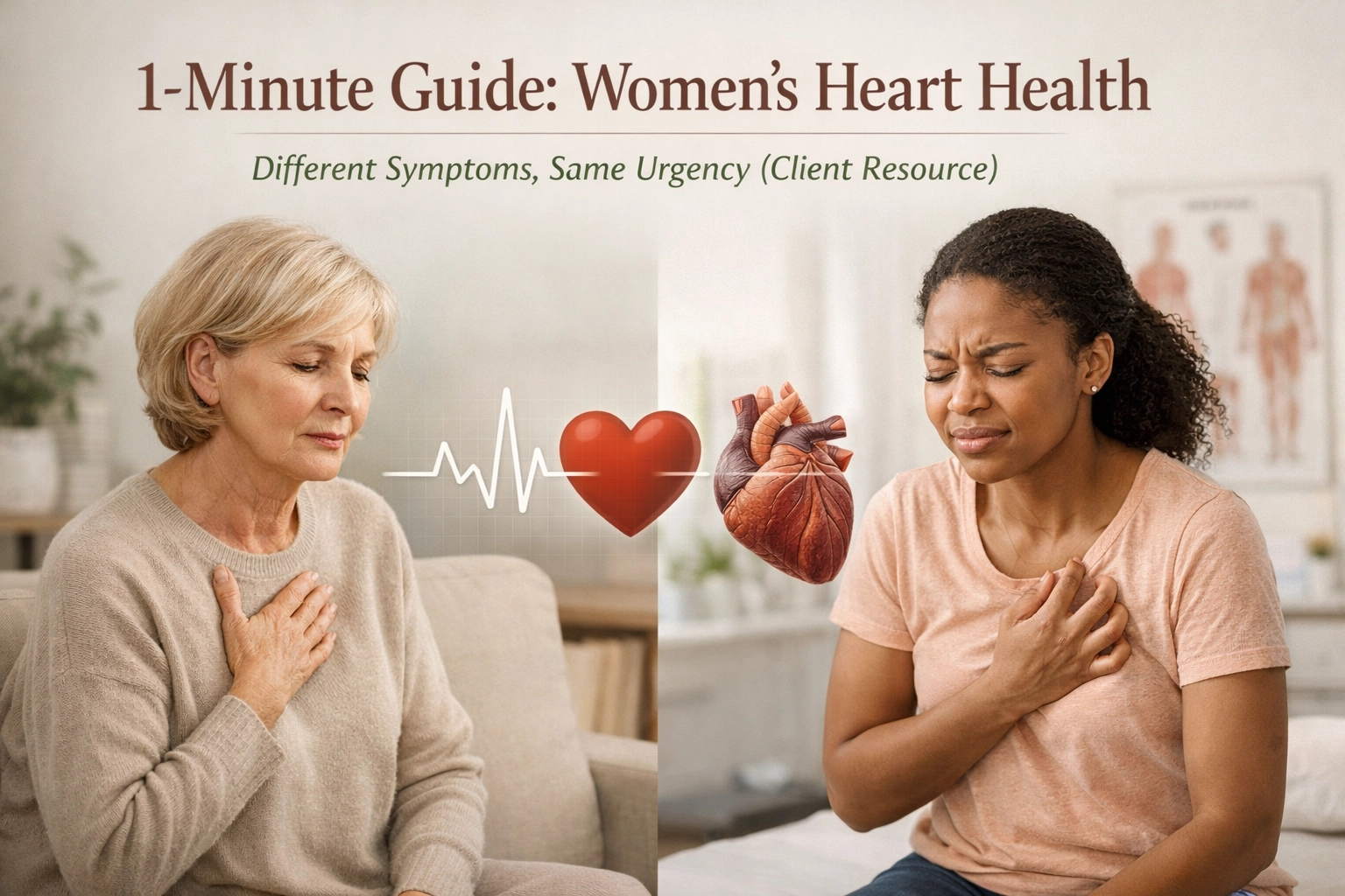 Two women clutching their chests, highlighting heart health awareness.