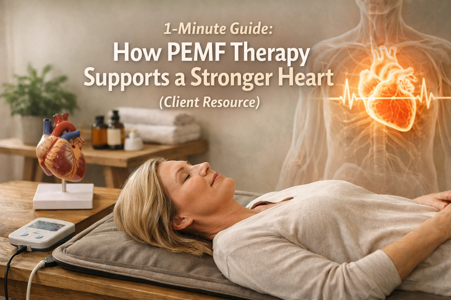 Woman relaxing during PEMF therapy for heart health.
