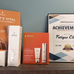A set of Vital Proteins products and an achievement certificate for Fatigue Control.