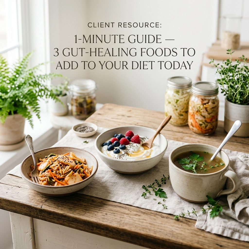 Client Resource: 1-Minute Guide : 3 Gut-Healing Foods to Add to Your Diet Today